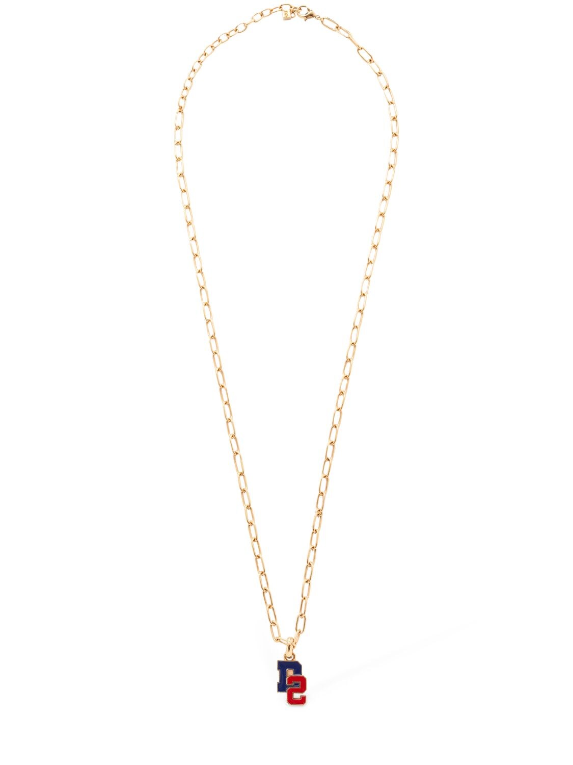 Shop Dsquared2 College Long Chain Necklace In Gold,multi