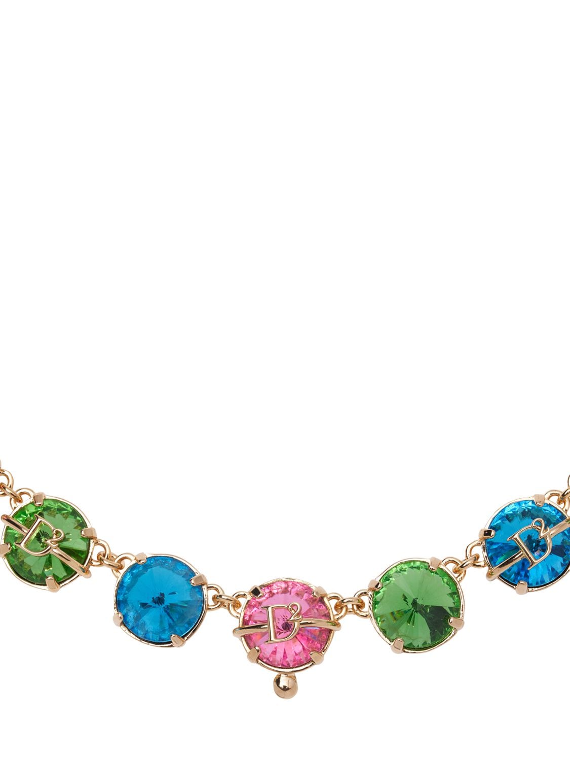 Shop Dsquared2 D2 Crystal Collar Necklace In Multi,gold