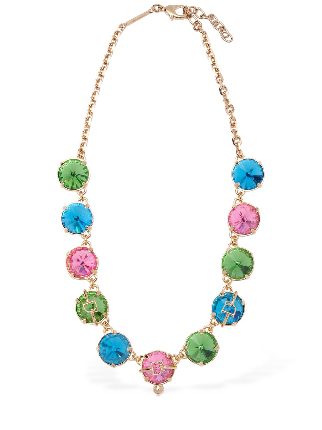 Dsquared2 D2 Crystal Collar Necklace In Multi,gold