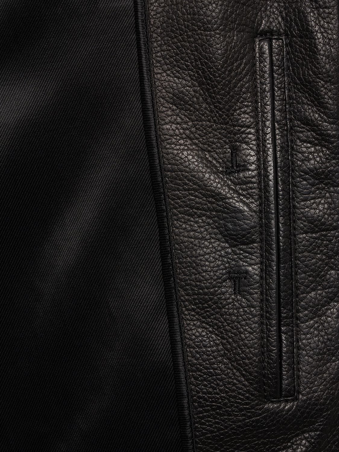 Shop Tom Ford Harrington Tumbled Grain Leather Jacket In Black