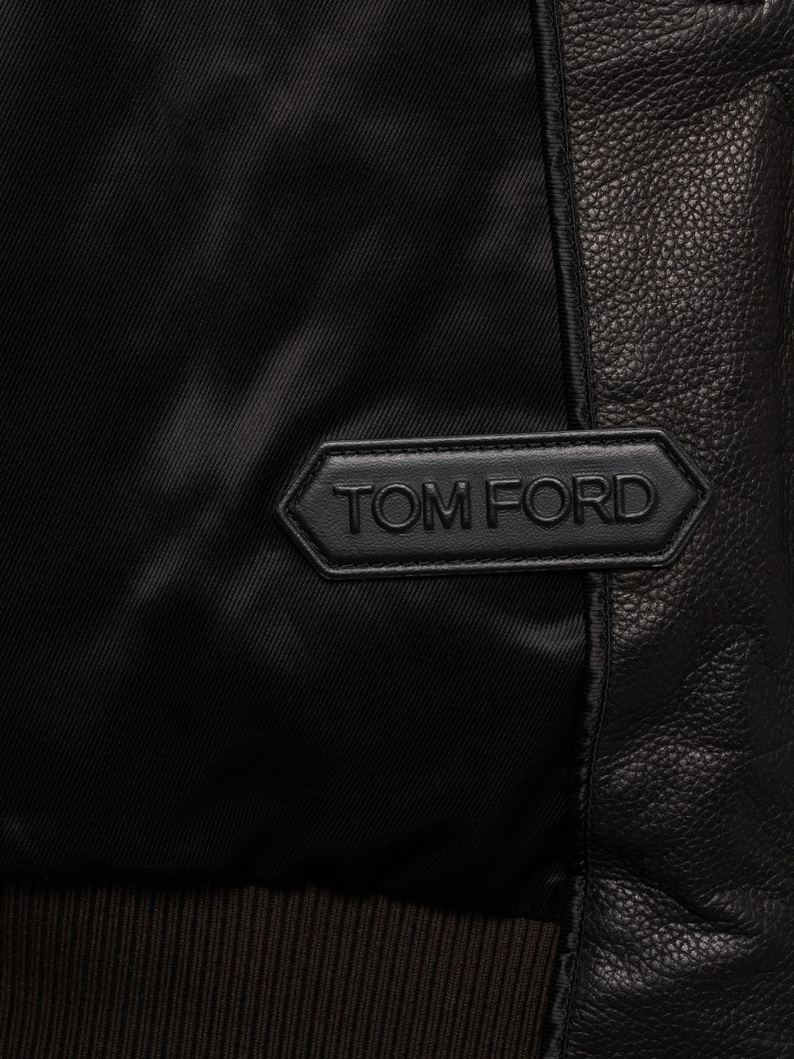Shop Tom Ford Harrington Tumbled Grain Leather Jacket In Black
