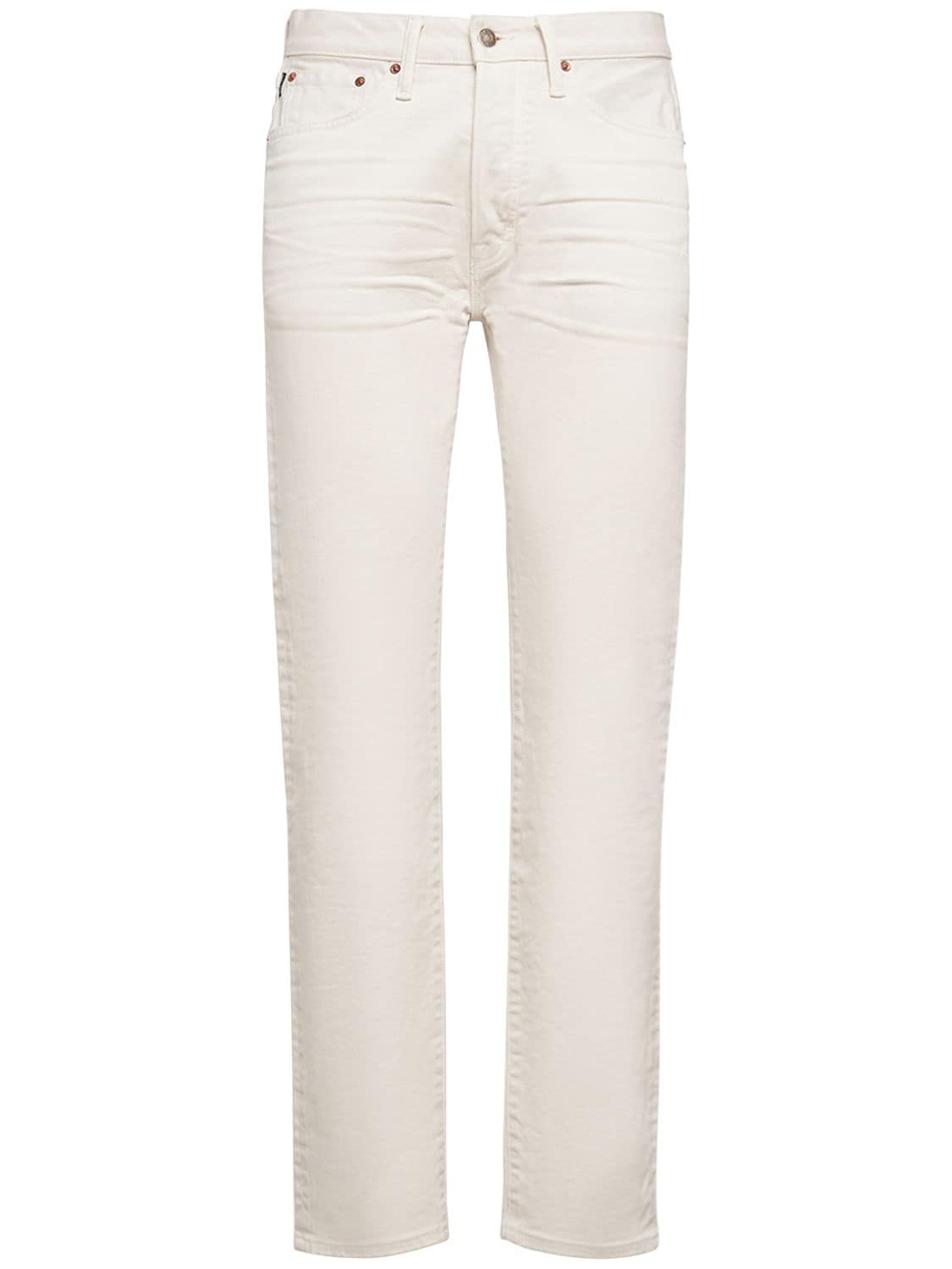 Tom Ford Standard Fit Twill Denim Jeans In 백악