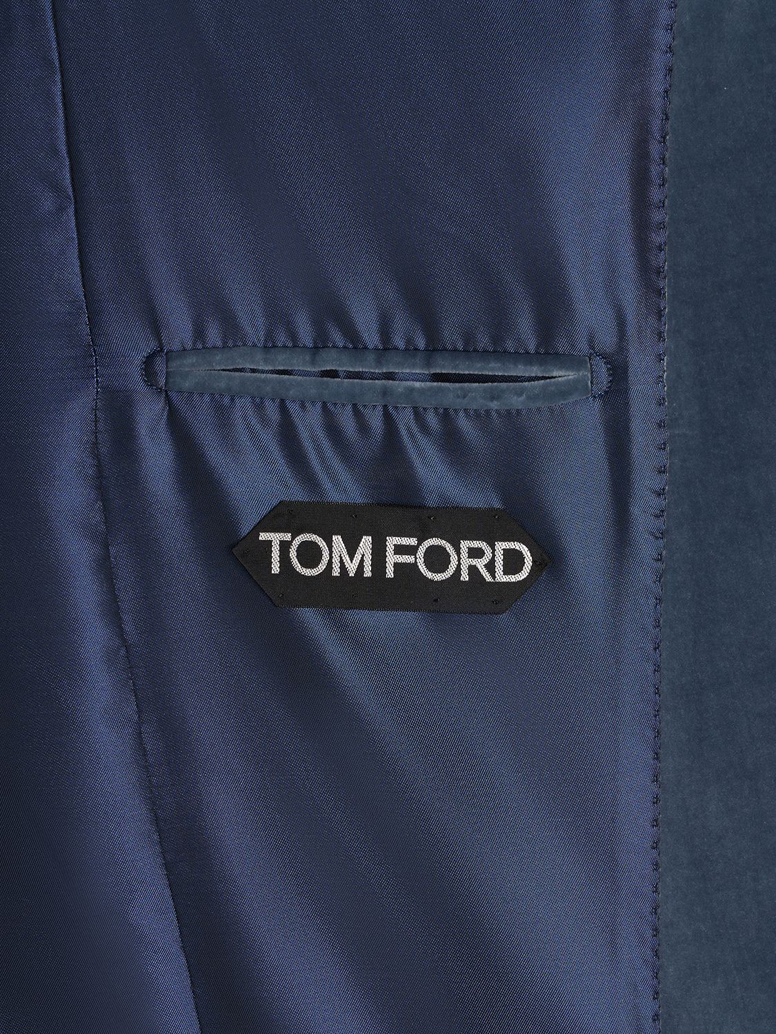 Shop Tom Ford Atticus Compact Light Velvet Blazer In Avian Blue
