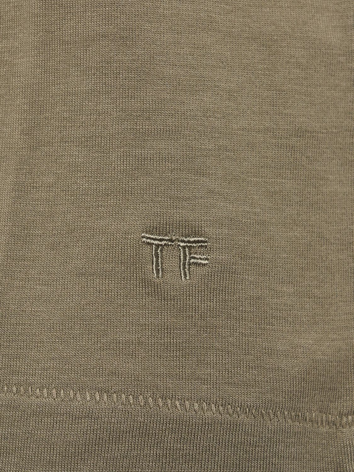 Shop Tom Ford Cotton Blend Crewneck T-shirt In Pale Army