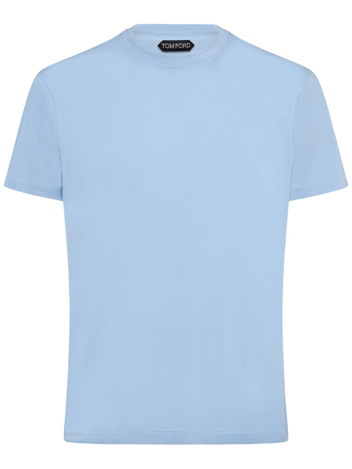Shop Tom Ford Cotton Blend Crewneck T-shirt In Azur