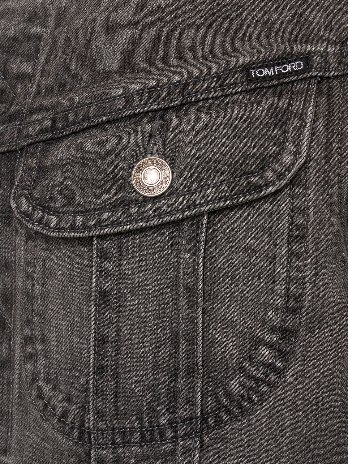 Shop Tom Ford Icon Stretch Denim Jacket In Grey