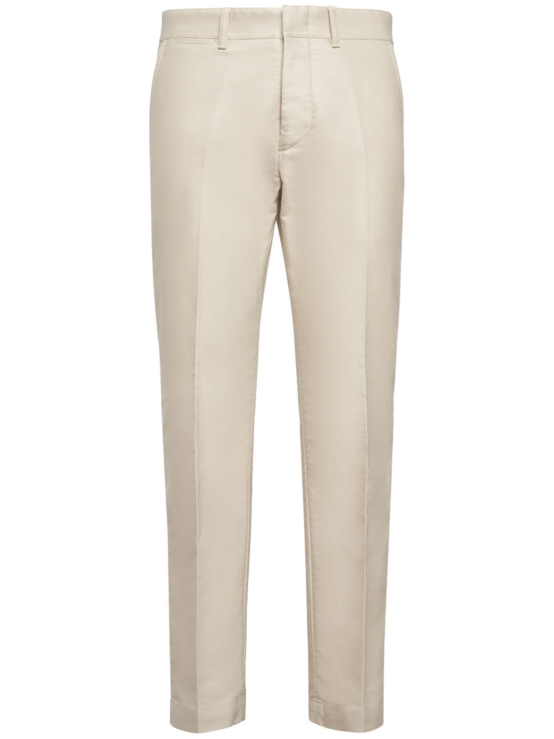 Tom Ford Compact Cotton Chino Pants In Rock