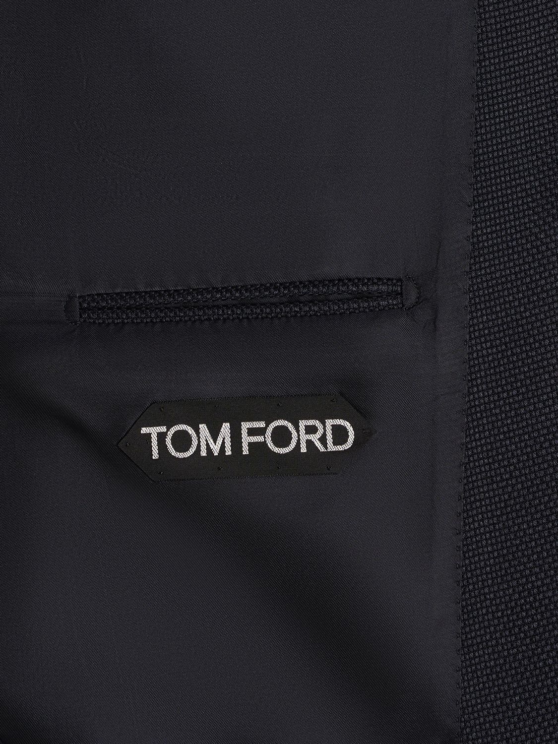 Shop Tom Ford Wool Hopsack Shelton Blazer In Navy