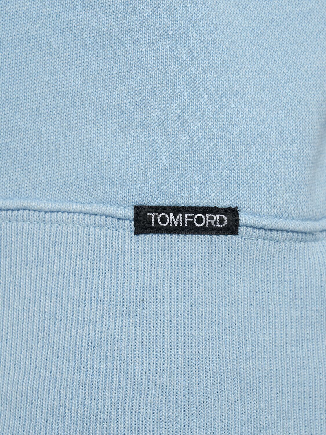Shop Tom Ford Mélange Vintage Cotton Blend Sweatshirt In Sky Blue