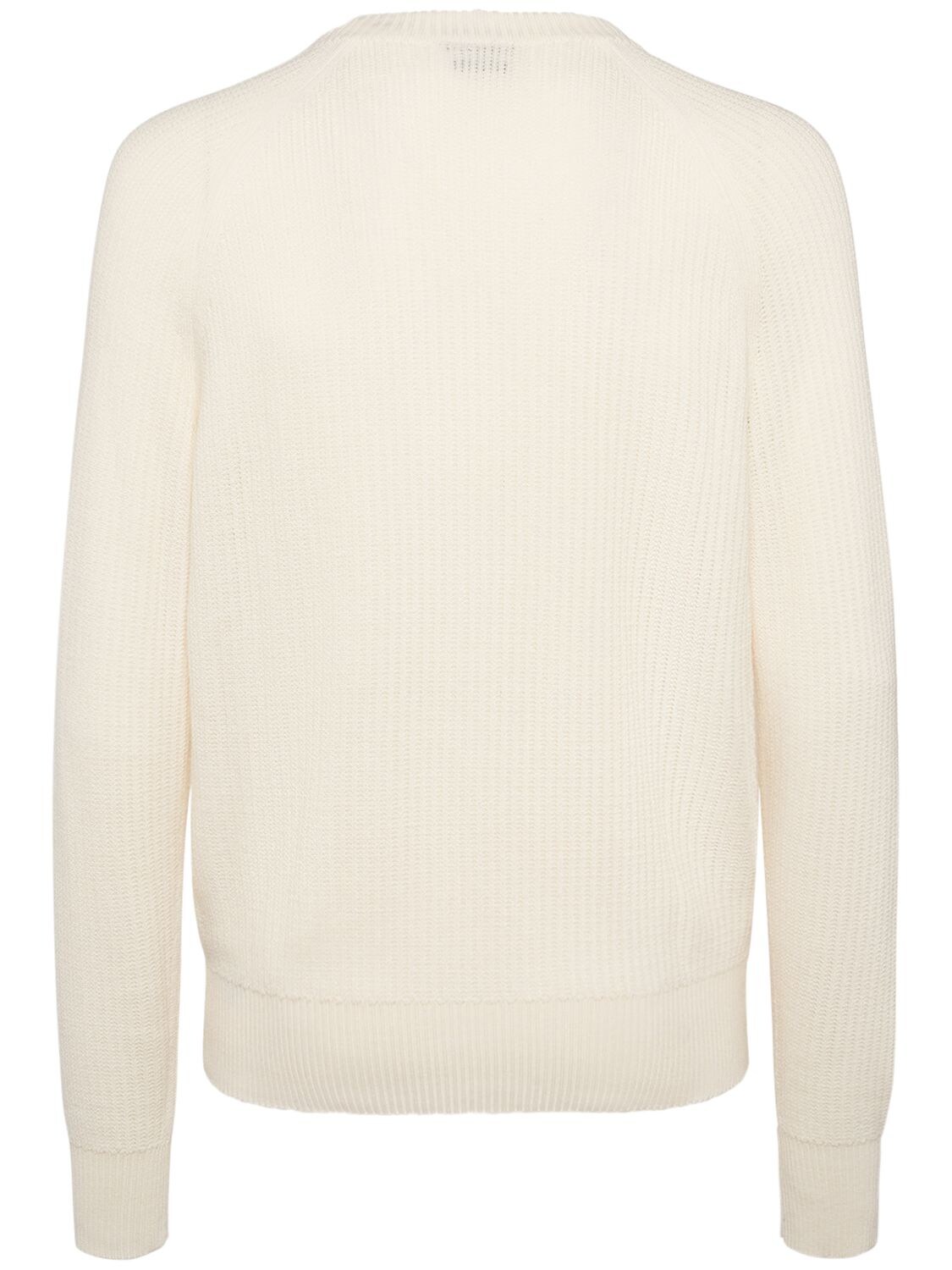 Shop Tom Ford Textured Wool & Silk Crewneck Sweater In White