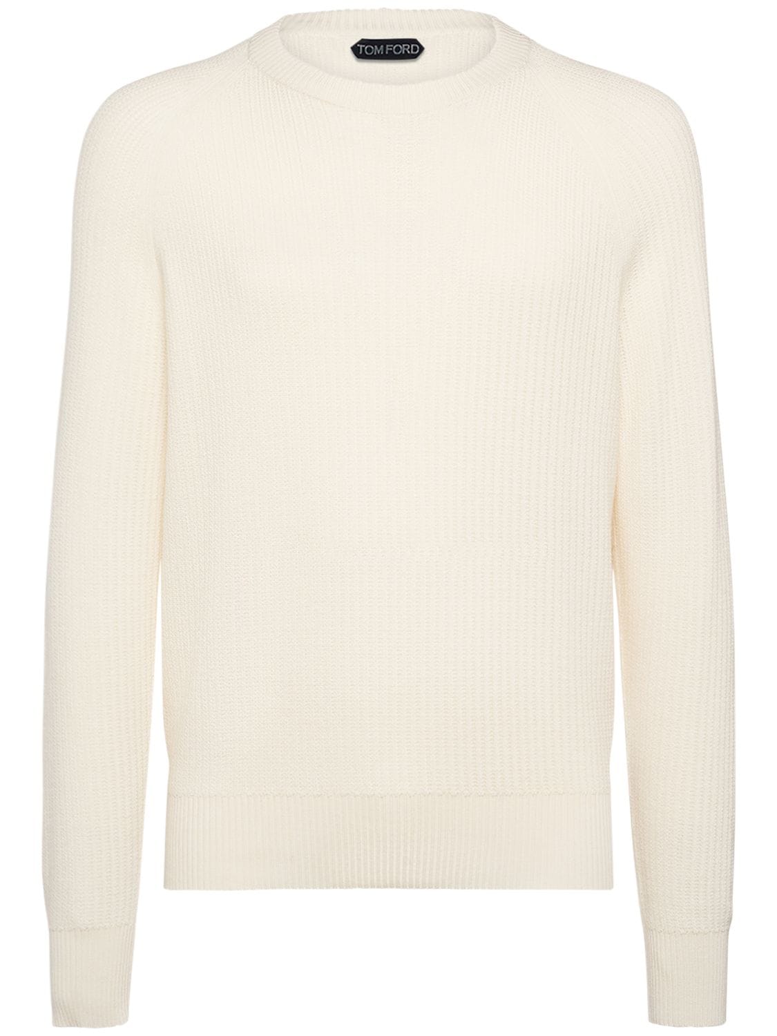 Tom Ford Textured Wool & Silk Crewneck Sweater In White
