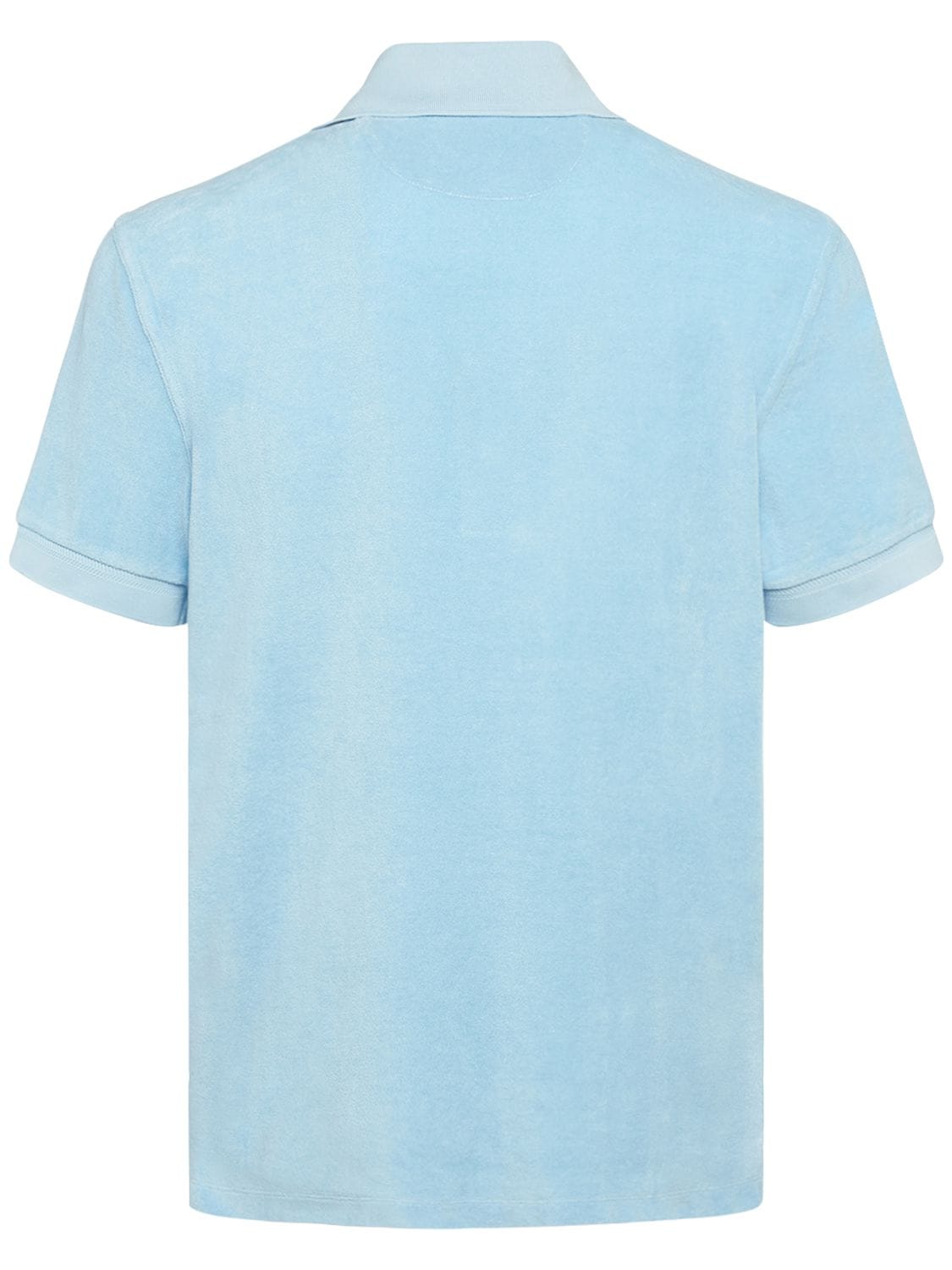 Shop Tom Ford Toweling Cotton Blend Polo Shirt In Sky Blue