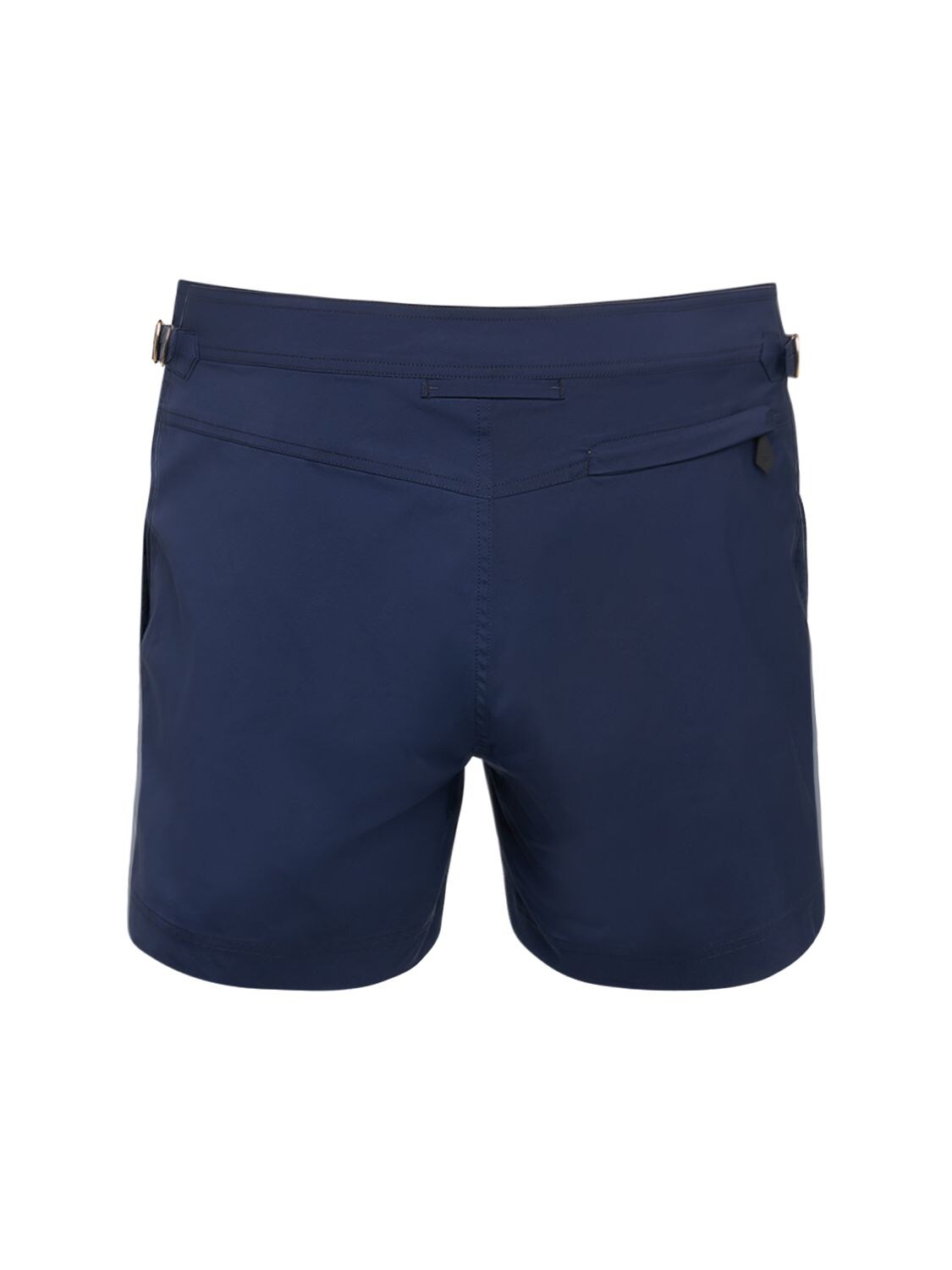 Shop Tom Ford Compact Poplin Swim Shorts W/ Piping In Yves Blue