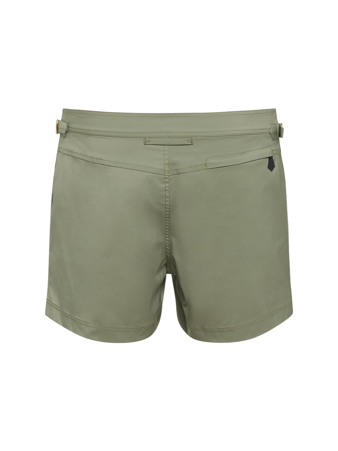 Shop Tom Ford Compact Poplin Swim Shorts W/ Piping In Military Green
