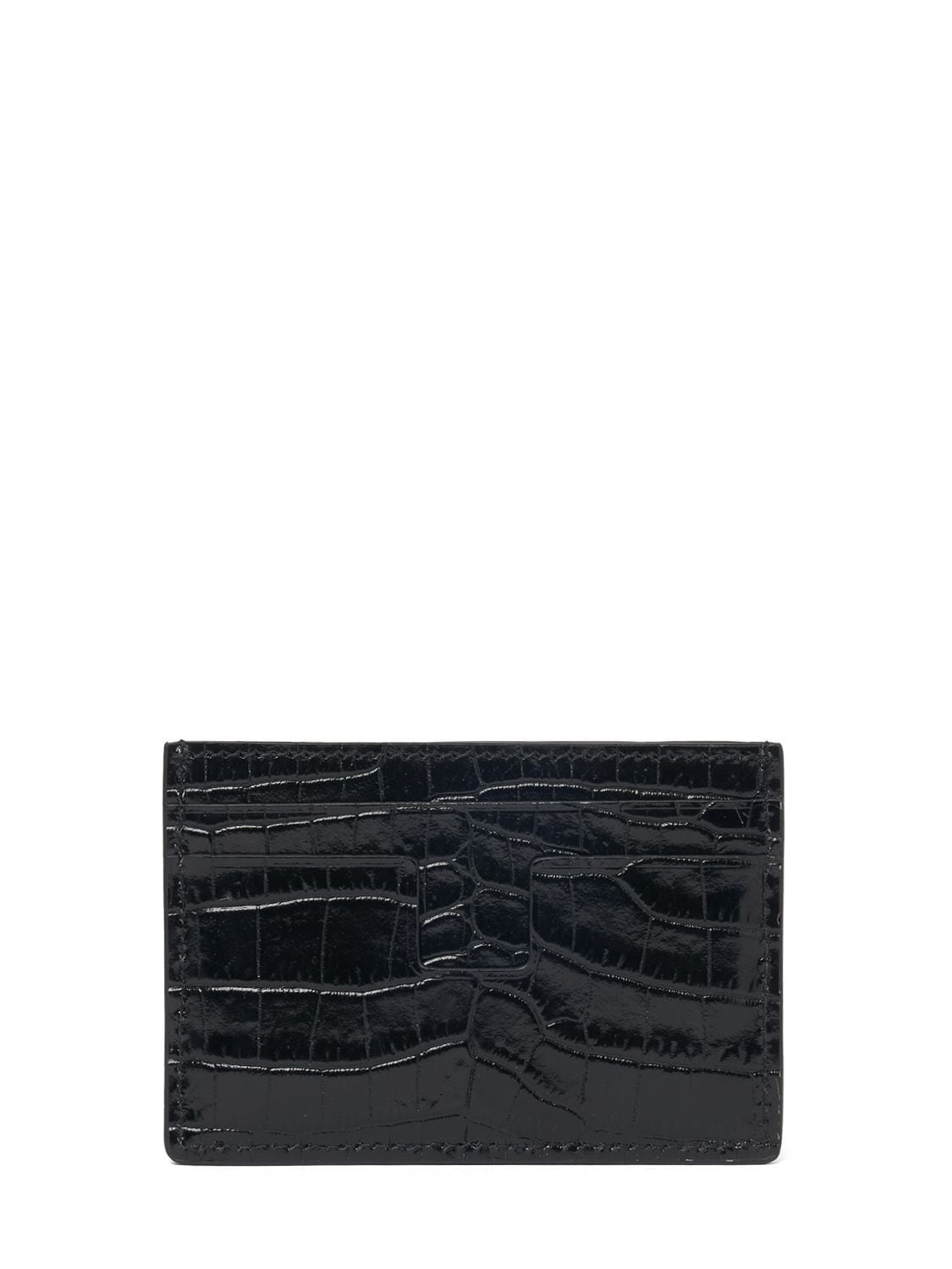 Shop Tom Ford Alligator Printed Leather Card Case In Black
