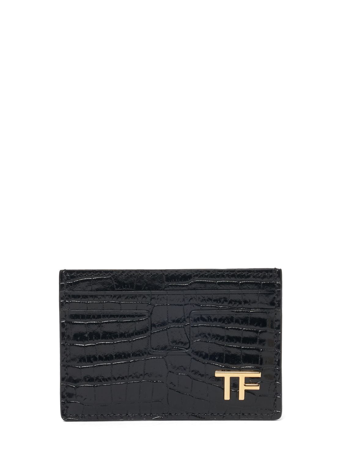Tom Ford Alligator Printed Leather Card Case In Black