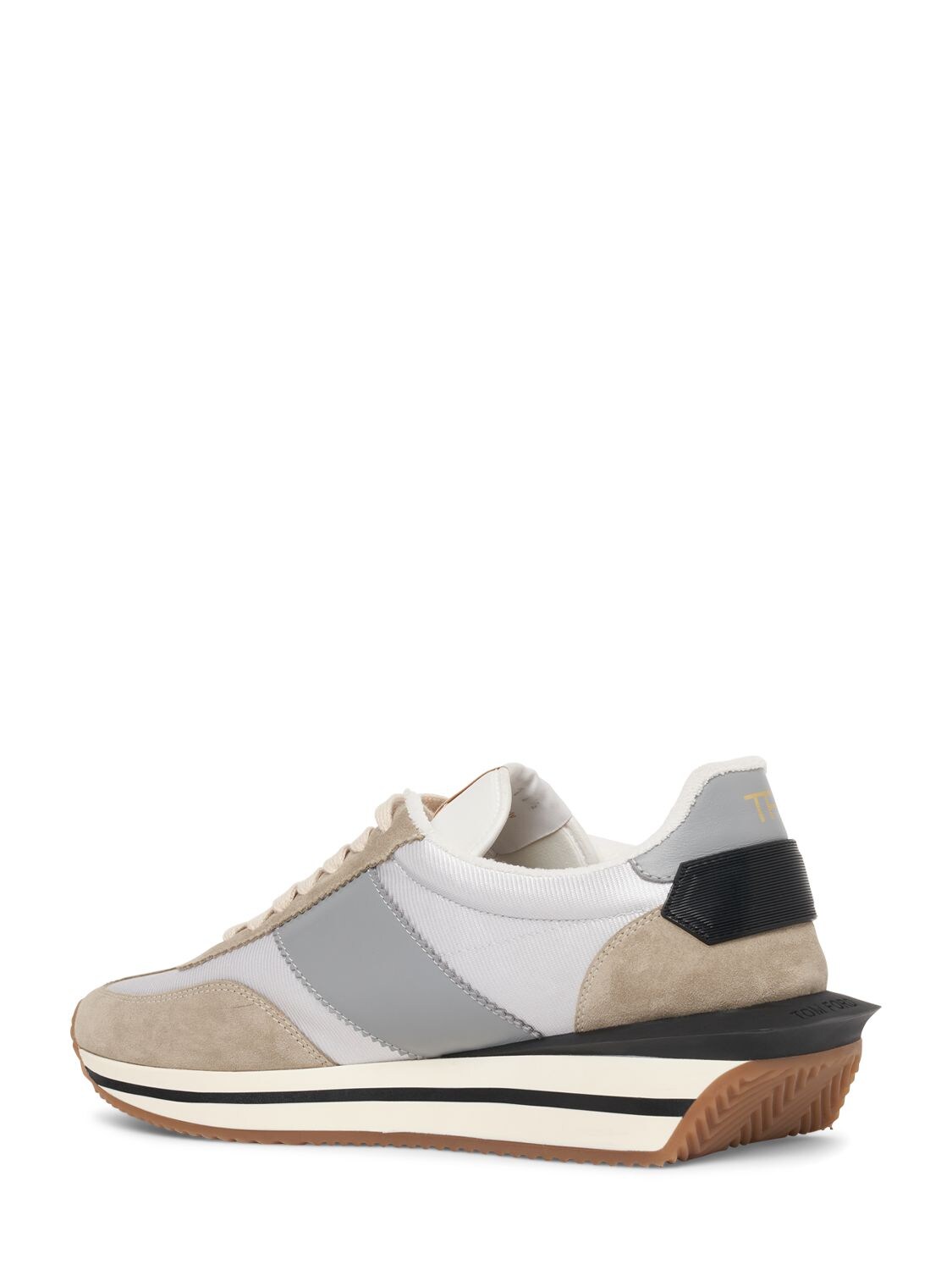 Shop Tom Ford James Low Top Sneakers In Silver,beige