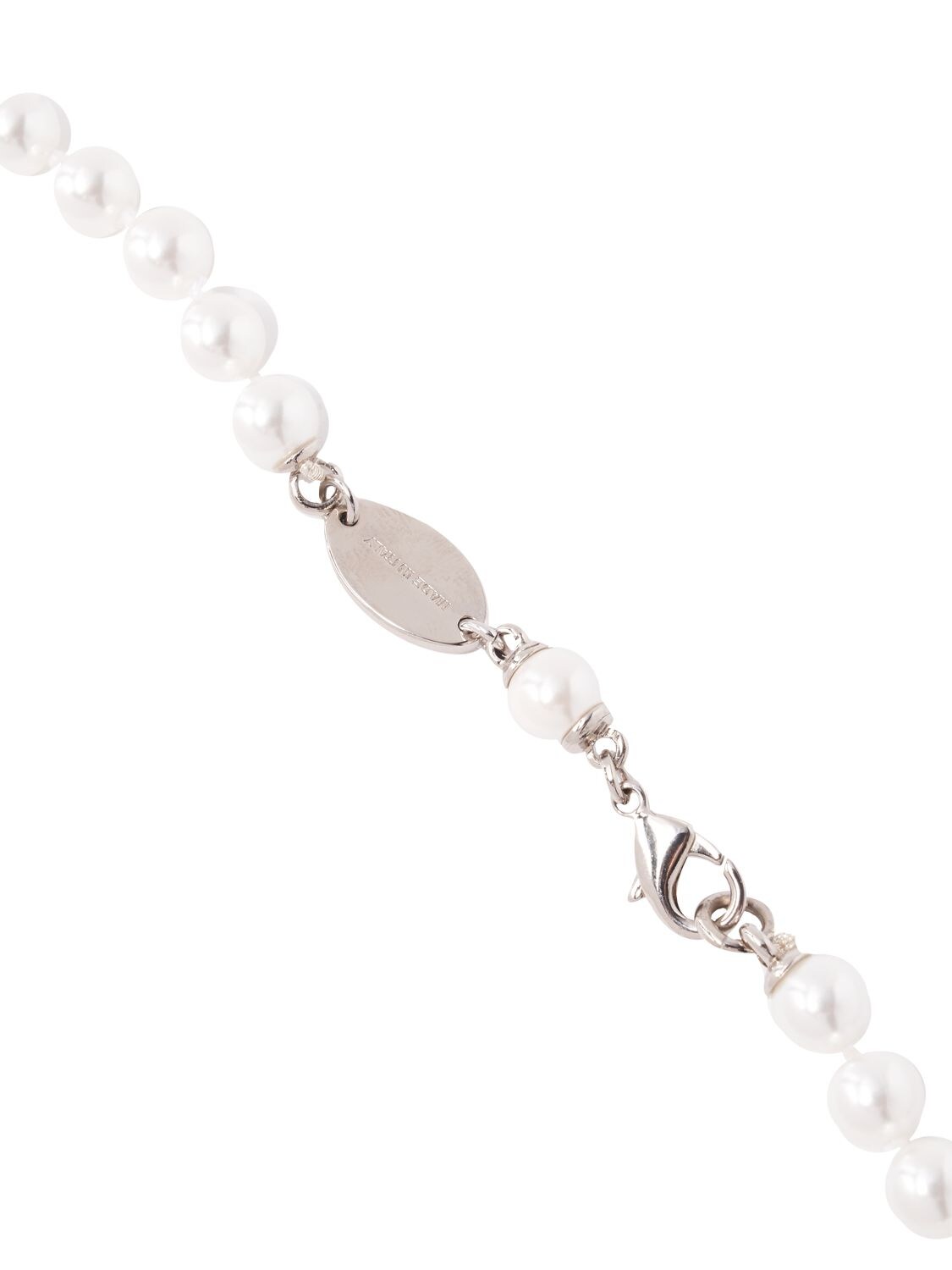 Shop Dsquared2 Faux Pearl Chain Collar Necklace In White,silver