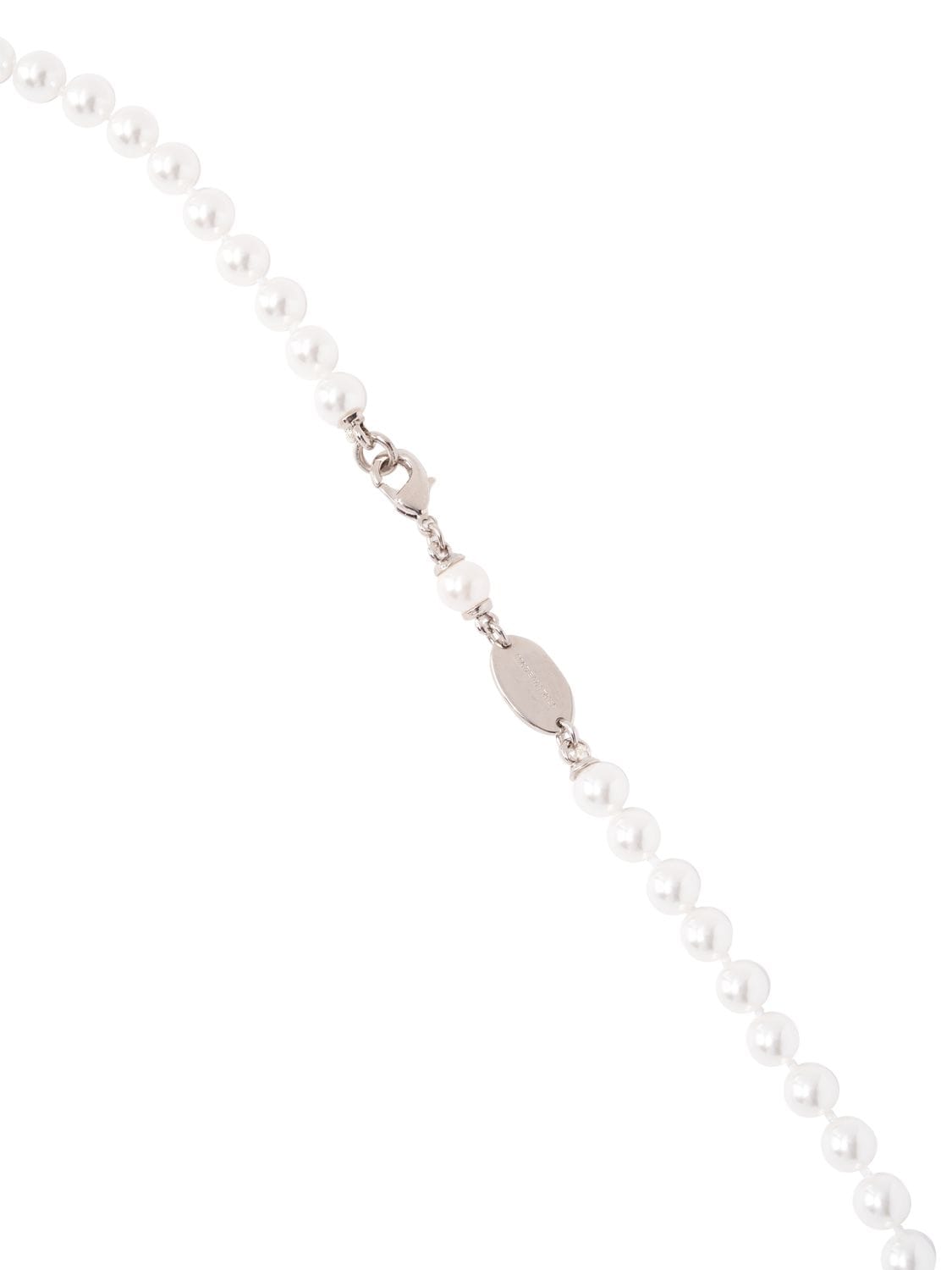 Shop Dsquared2 Faux Pearl Long Chain Necklace In White,silver