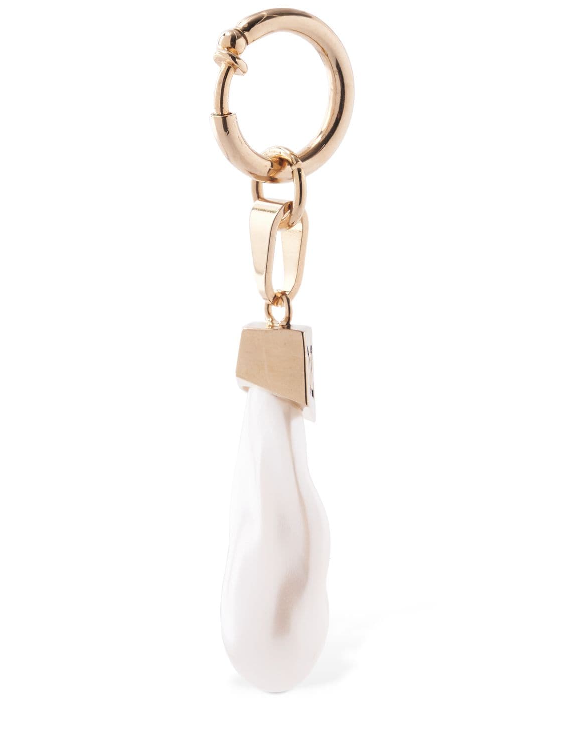 Shop Dsquared2 Faux Pearl Mono Earring In White,gold
