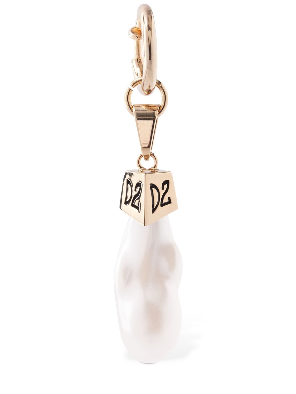 Dsquared2 Faux Pearl Mono Earring In White,gold