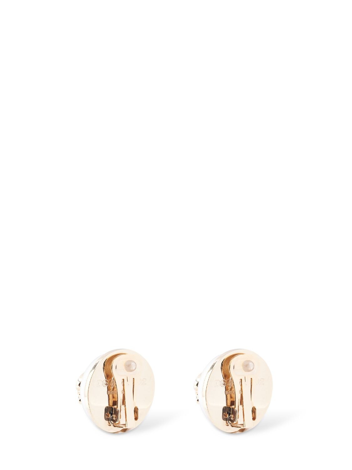 Shop Dsquared2 Dsq2 Faux Pearl Clip-on Earrings In White,gold