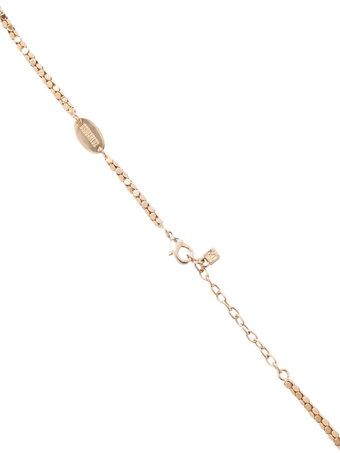 Shop Dsquared2 Faux Pearl Charm Necklace In White,gold