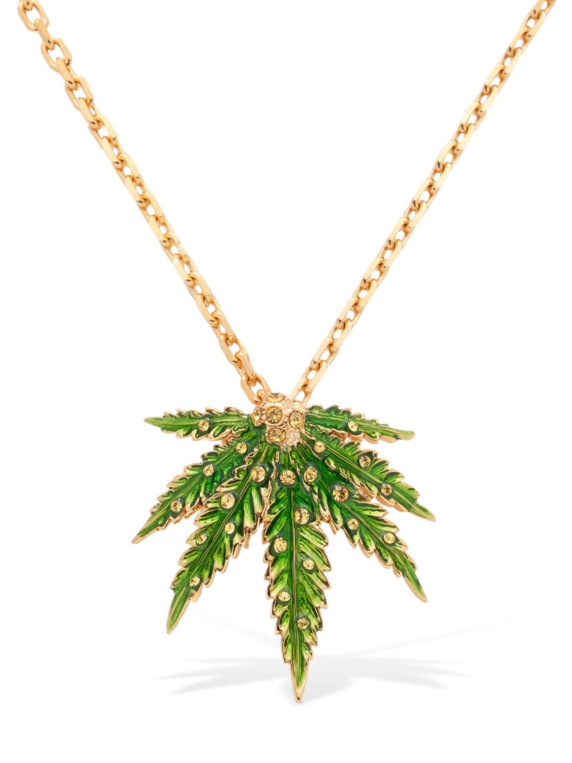 Dsquared2 Marija Crystal Long Necklace In Green,gold