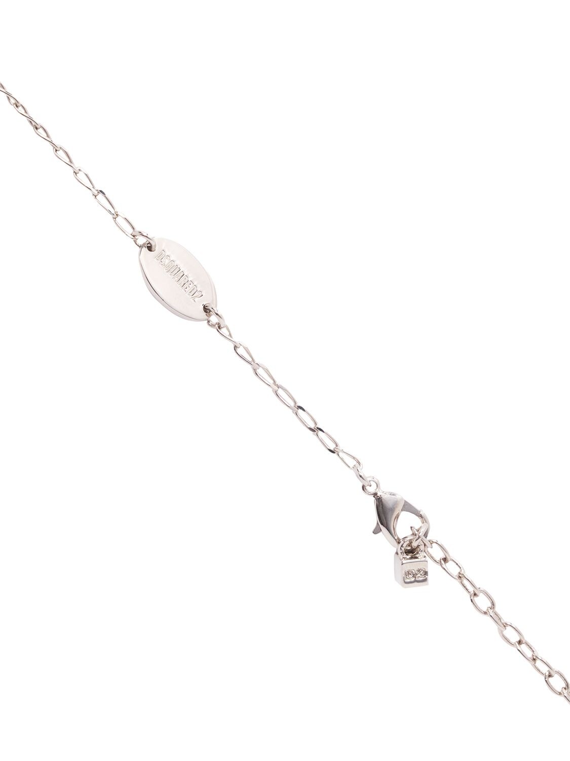 Shop Dsquared2 D2 Long Necklace In Silver,black