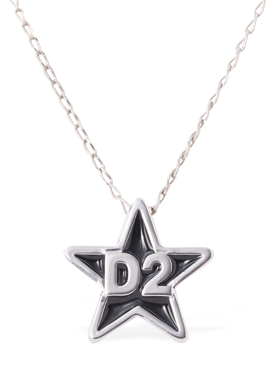 Dsquared2 D2 Long Necklace In Silver,black