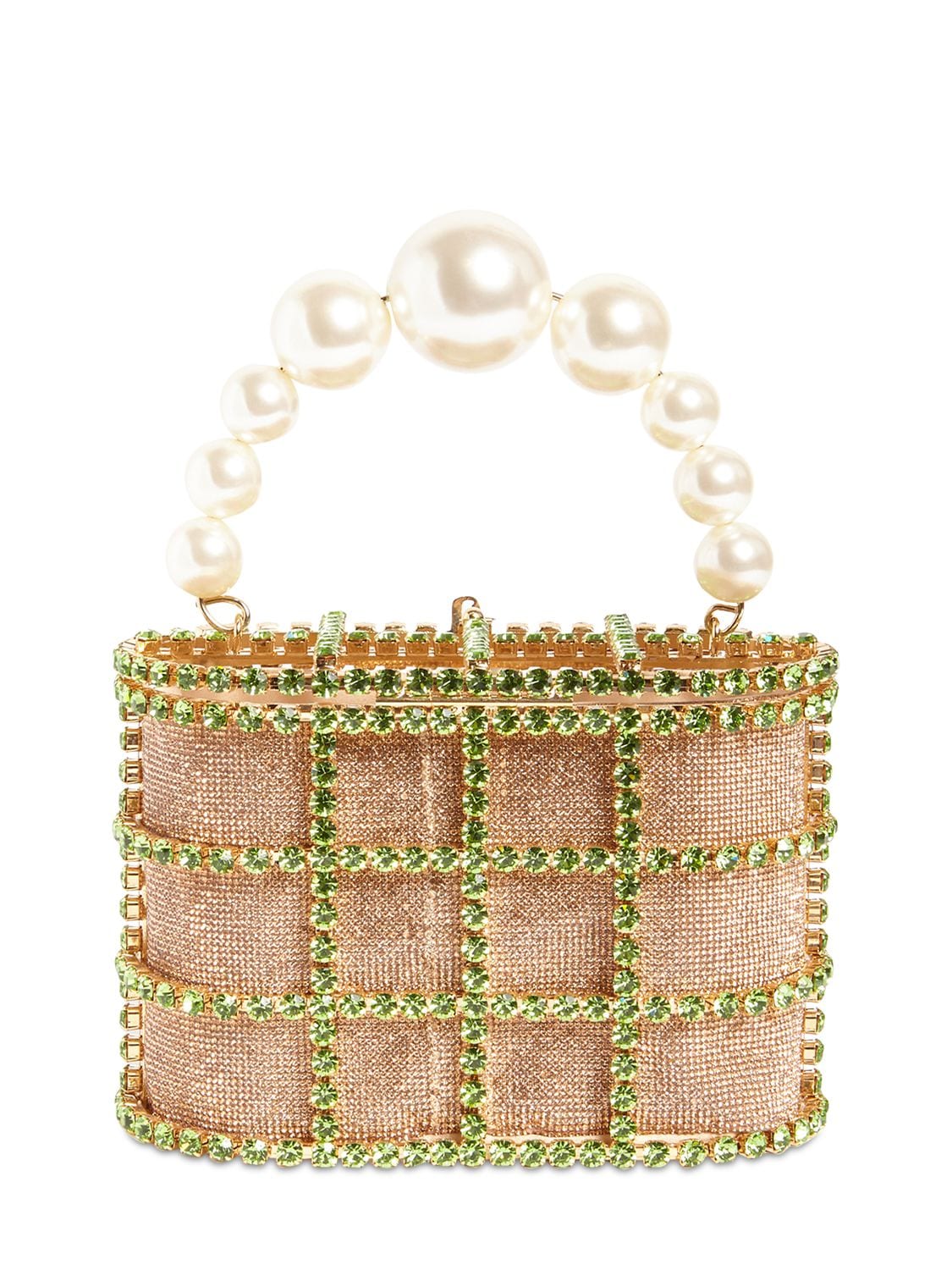 Shop Rosantica Holli Bling Top Handle Bag W/crystals In Green,peach