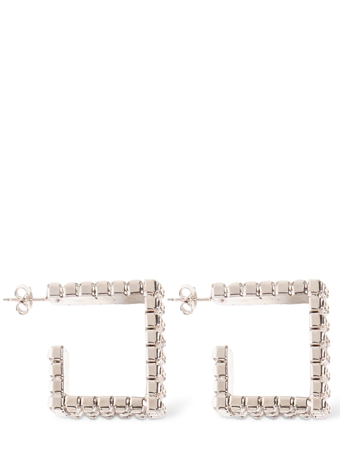 Shop Rosantica Vetro Crystal Squared Hoop Earrings In Silver