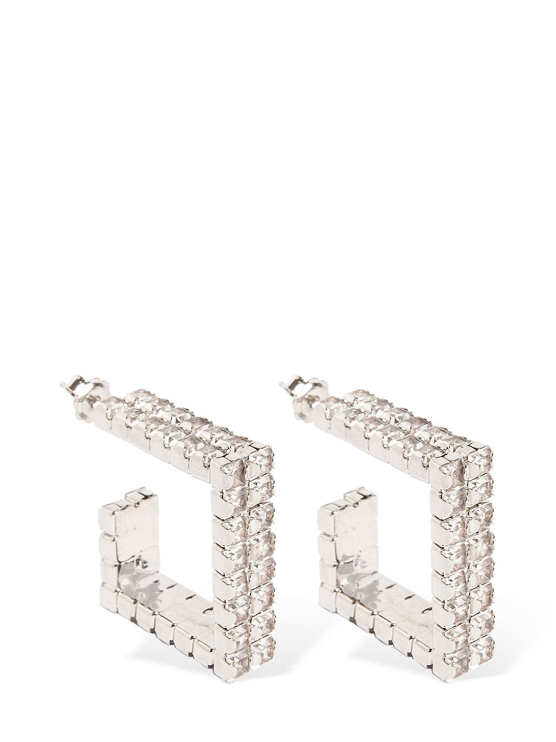 Rosantica Vetro Crystal Squared Hoop Earrings In Silver