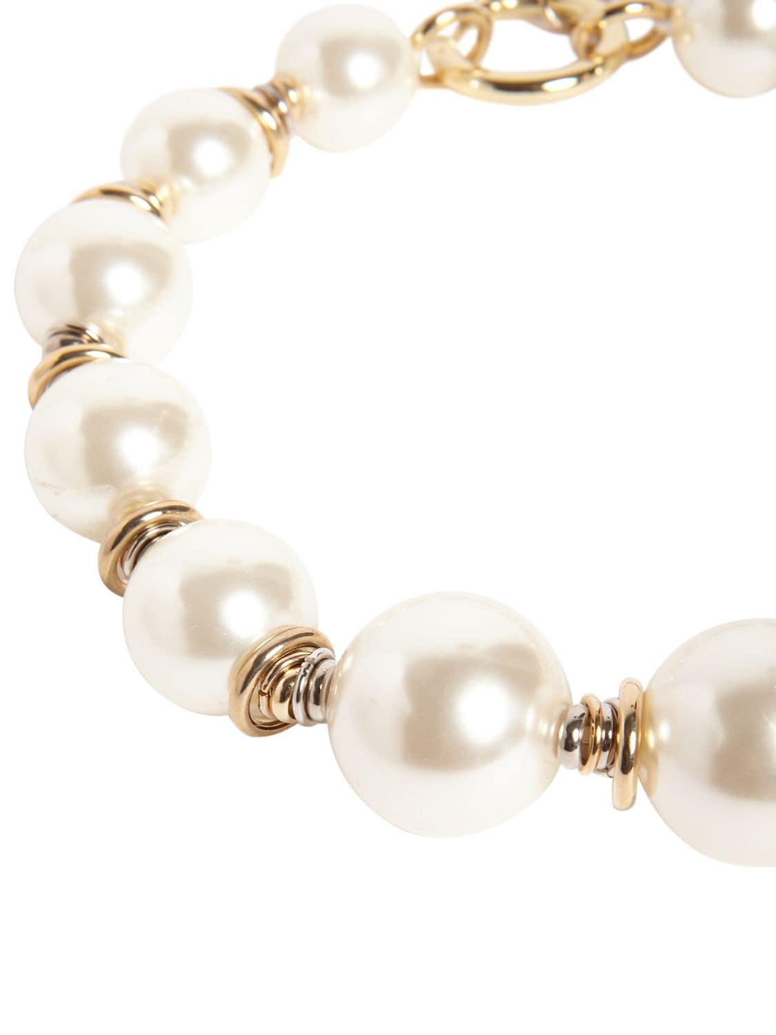 Shop Rosantica Miranda Faux Pearl Necklace In White,gold