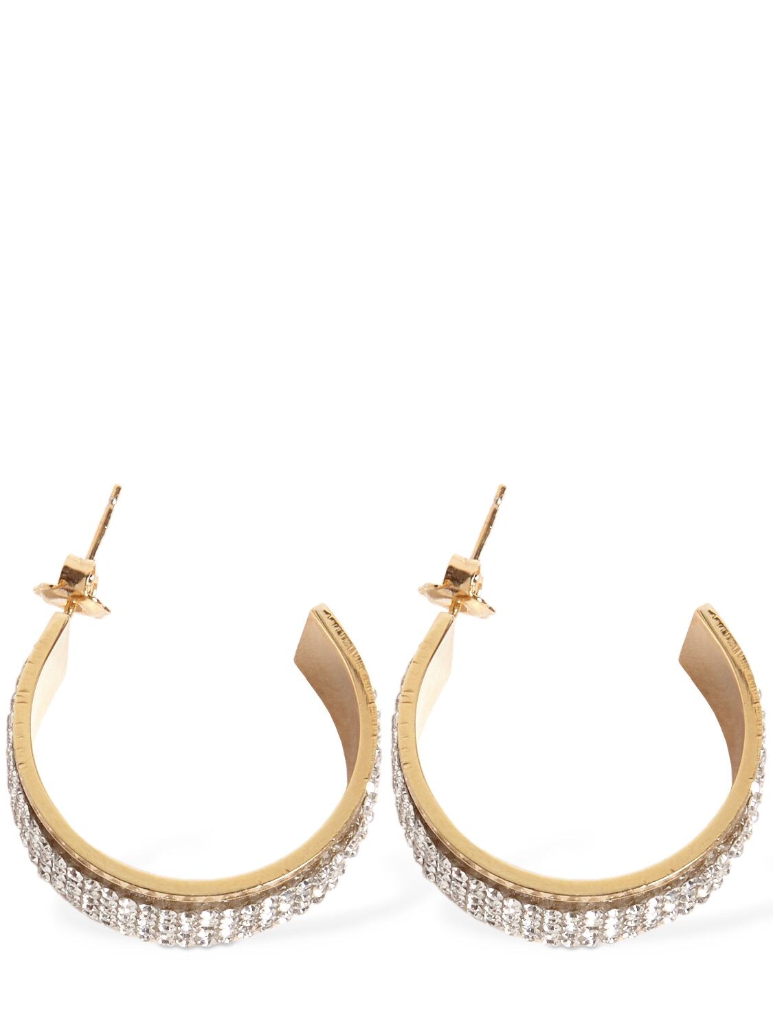 Shop Rosantica Astoria Crystal Hoop Earrings In Crystal,gold