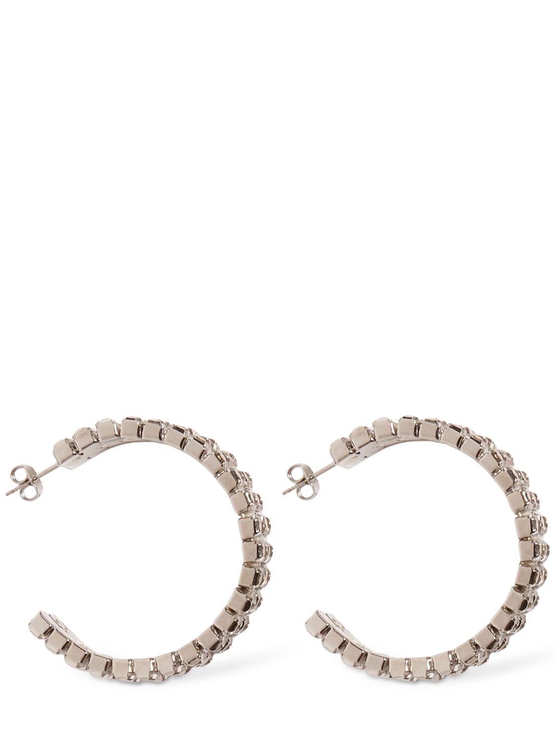 Shop Rosantica Vetro Crystal Hoop Earrings In Silver