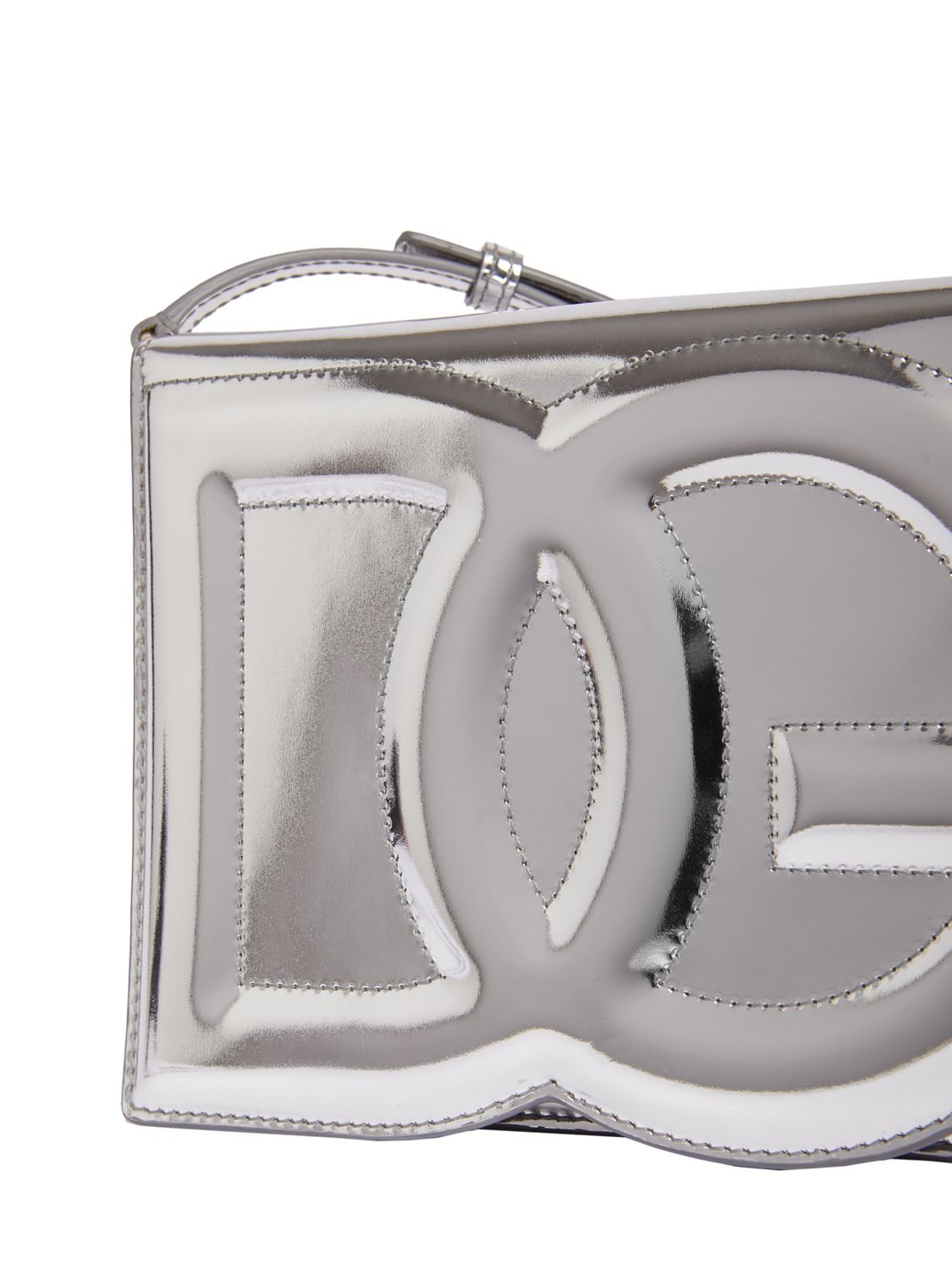Shop Dolce & Gabbana Logo Laminated Shoulder Bag In Silver