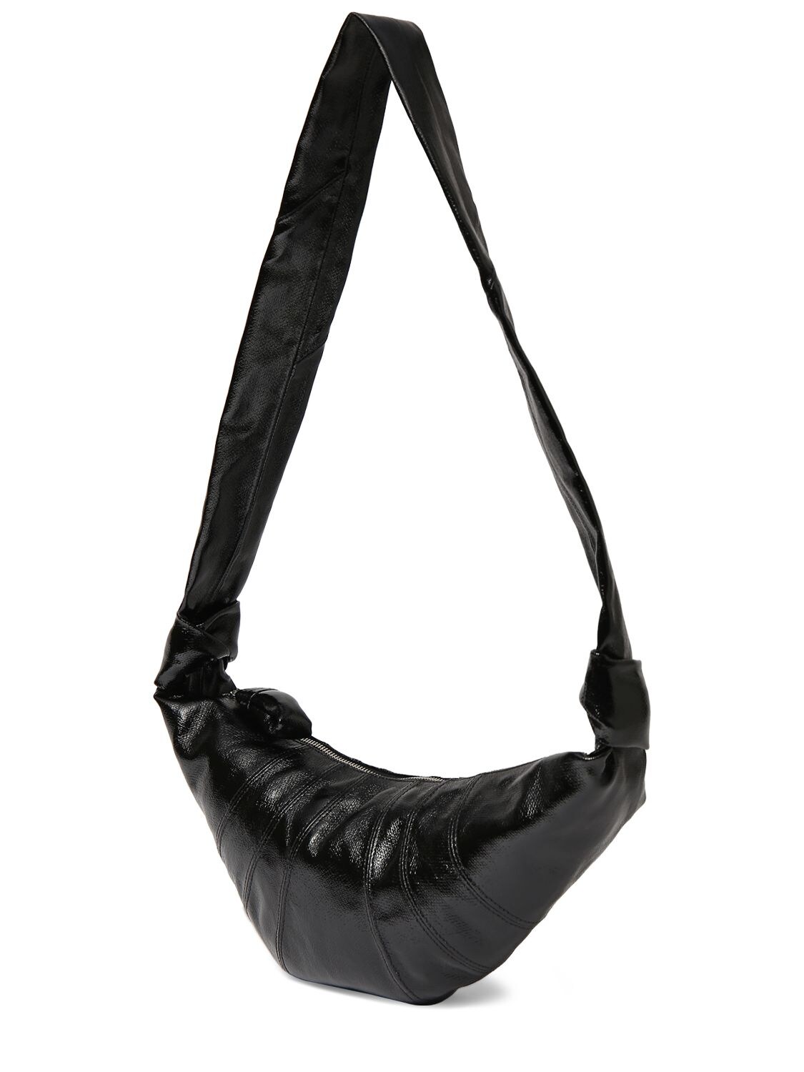 Lemaire Small Croissant Coated Cotton Crossbody In Black