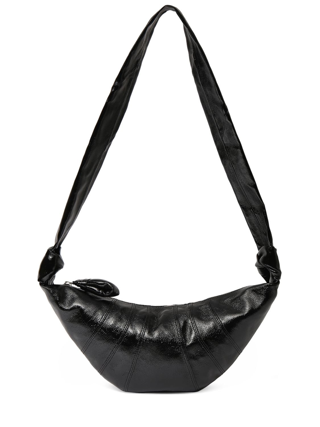 Lemaire Small Croissant Coated Cotton Crossbody In Black