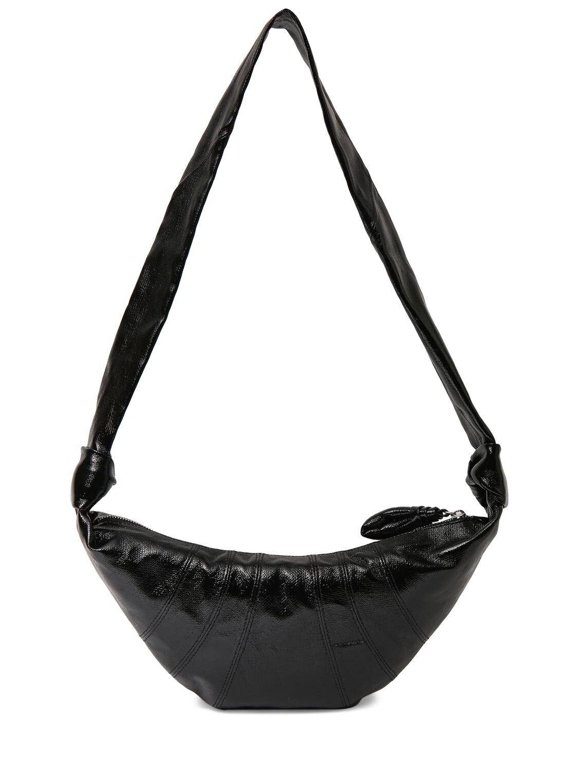 Lemaire Small Croissant Coated Cotton Crossbody In Black