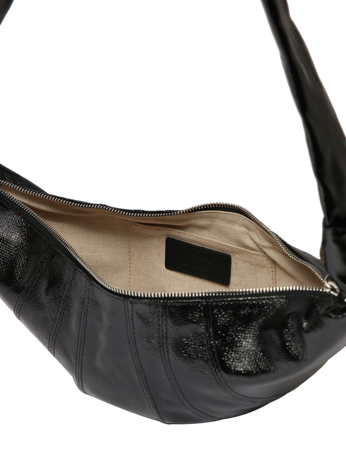 Lemaire Small Croissant Coated Cotton Crossbody In Black