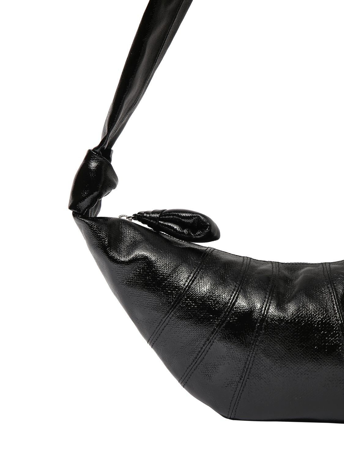 Lemaire Small Croissant Coated Cotton Crossbody In Black
