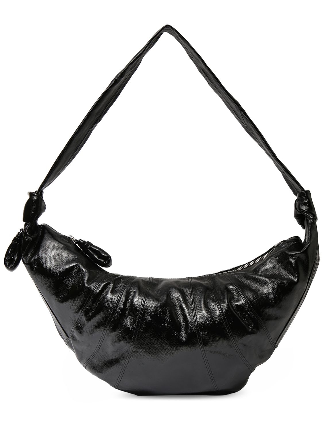 Lemaire Croissant Zip-up Leather Shoulder Bag In Black