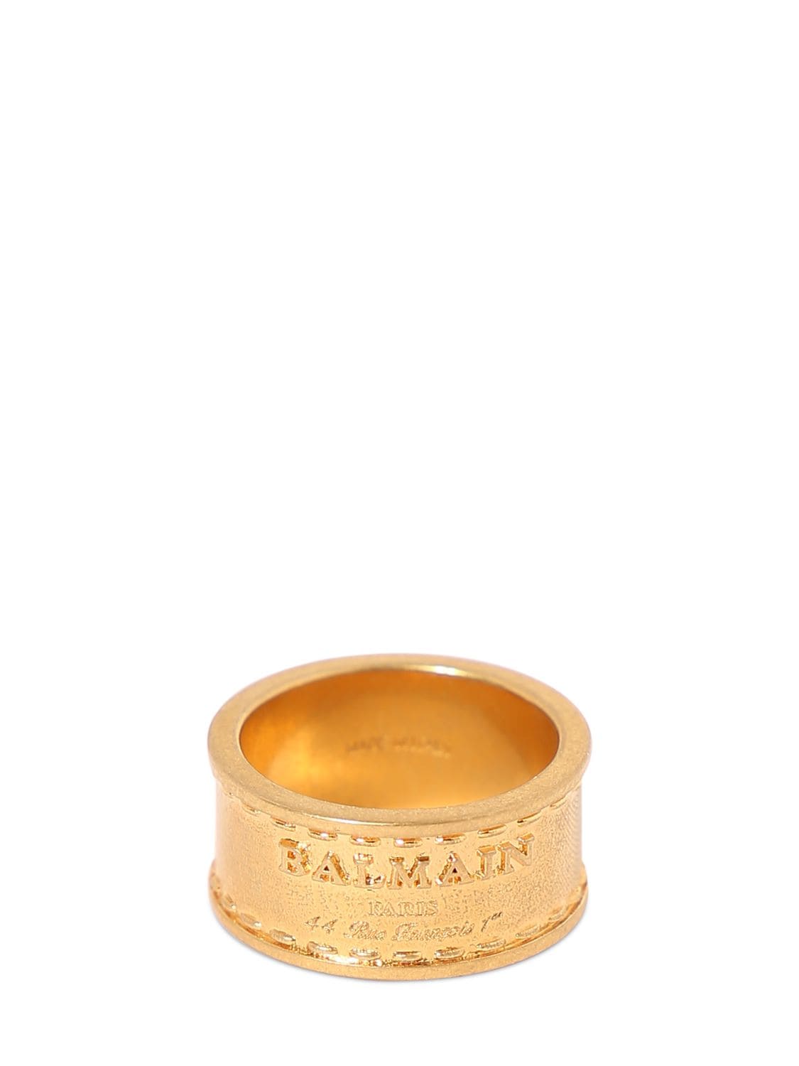 Balmain Signature Tubular Brass Ring In Gold
