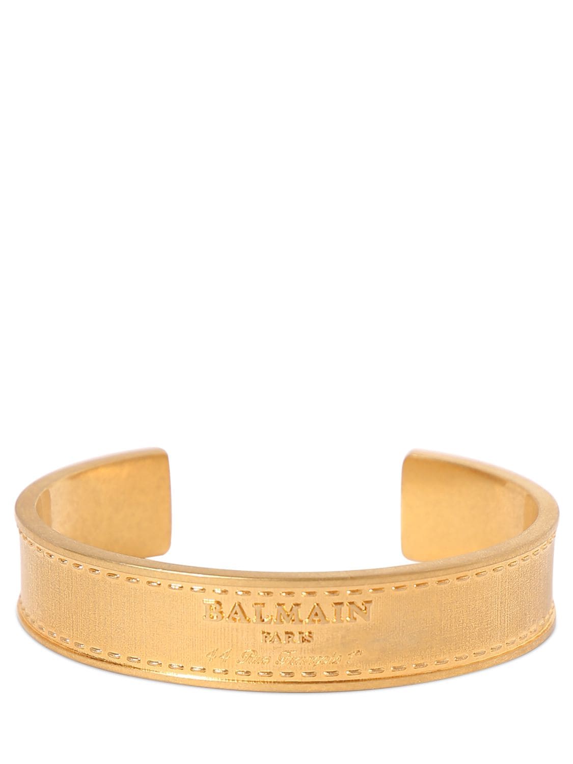 Shop Balmain Signature Tubular Brass Bracelet In Gold
