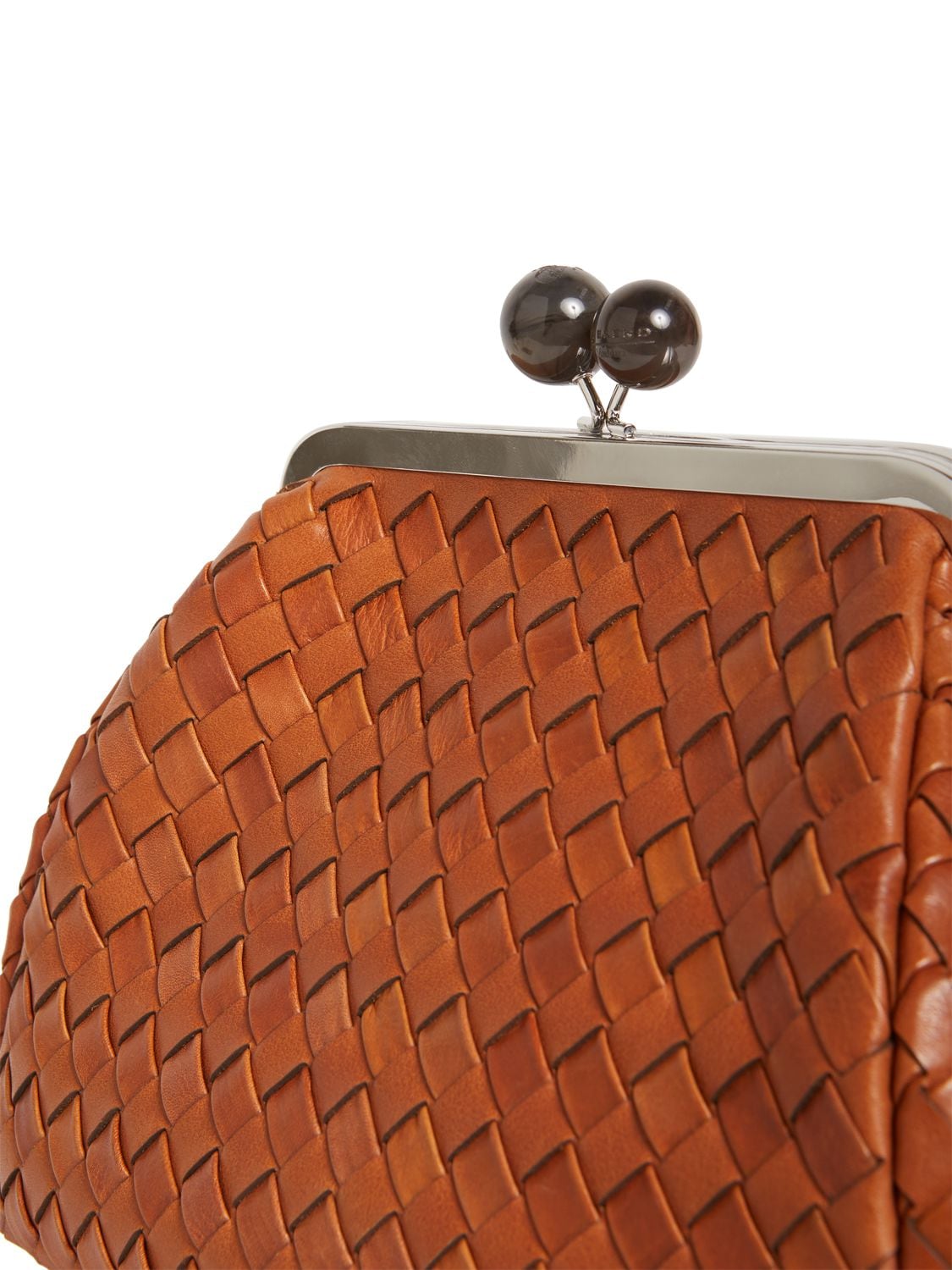Shop Weekend Max Mara Pancia Woven Leather Clutch In Brown