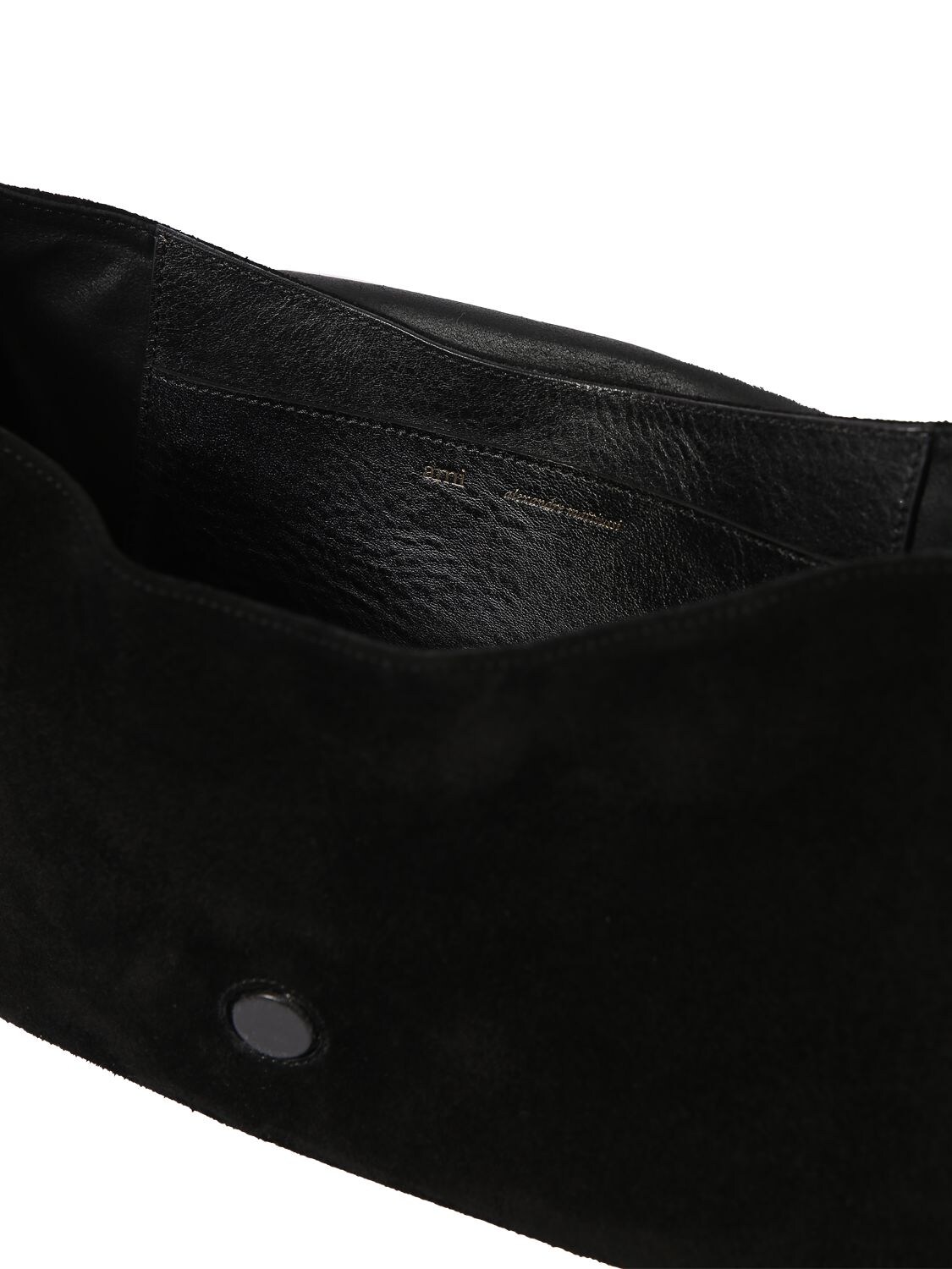 Shop Ami Alexandre Mattiussi Paname Paname Suede Shoulder Bag In Black
