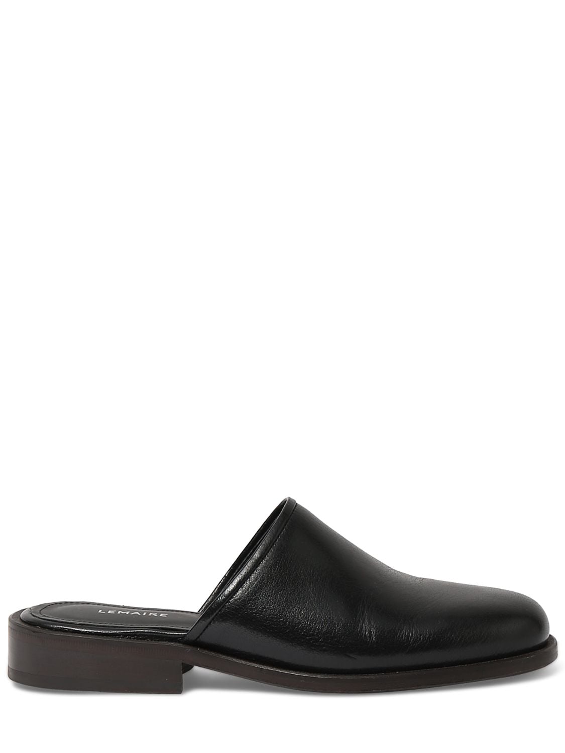 Lemaire Square Leather Mules In Black
