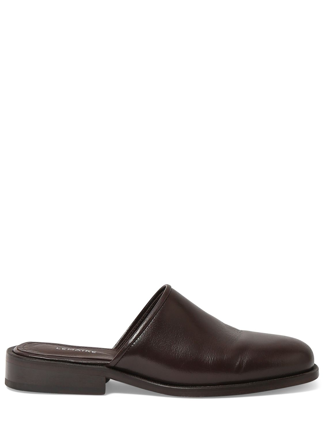 Lemaire Square Leather Mules In Dark Brown