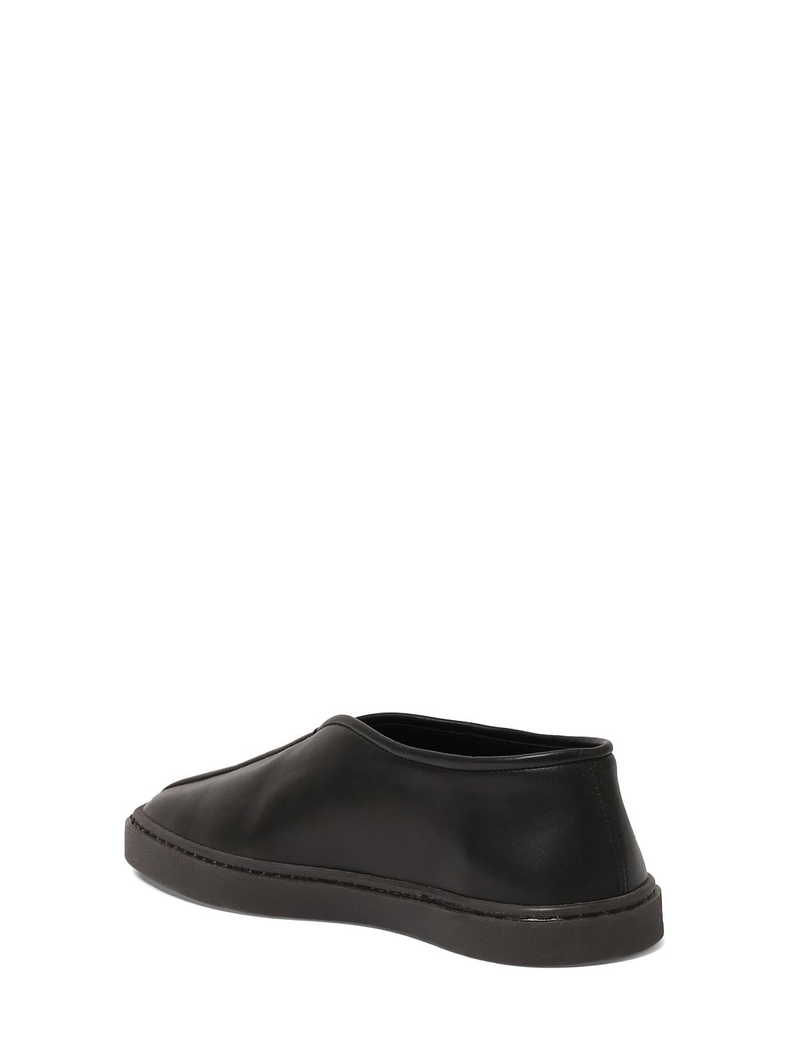 Shop Lemaire Piped Leather Sneakers In Black